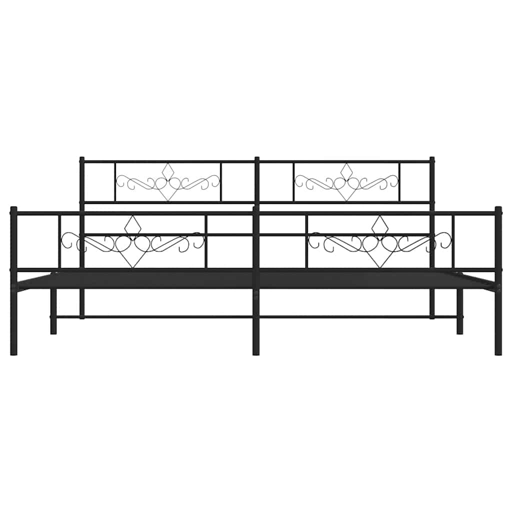 Bettgestell mit Kopf- und Fußteil Metall Schwarz 183x213 cm