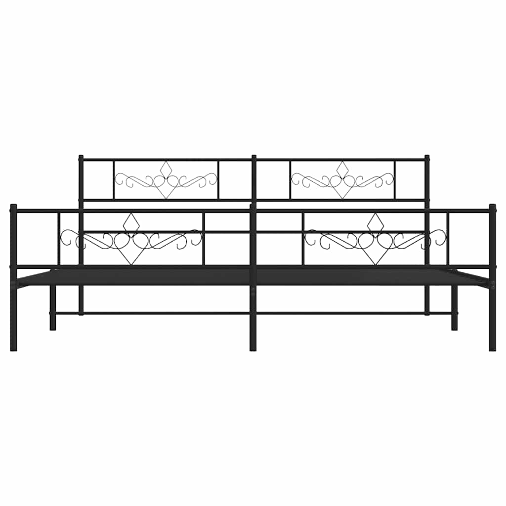 Bettgestell mit Kopf- und Fußteil Metall Schwarz 193x203 cm