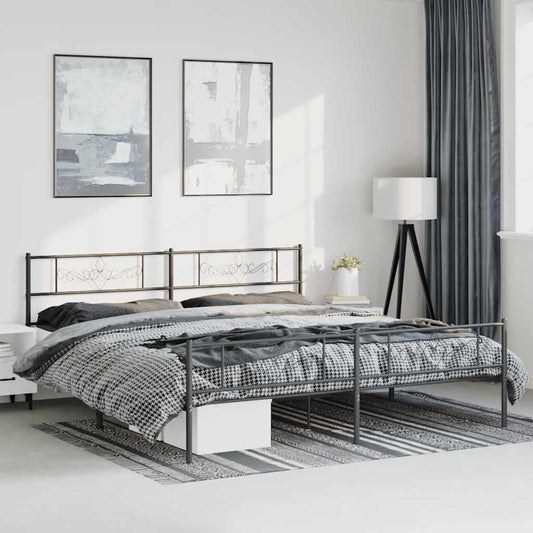 Bettgestell mit Kopf- und Fußteil Metall Schwarz 193x203 cm