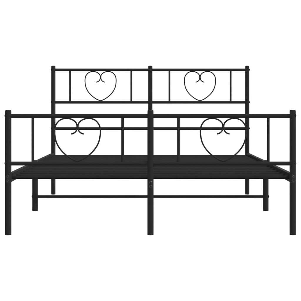 Bettgestell mit Kopf- und Fußteil Metall Schwarz 120x190 cm