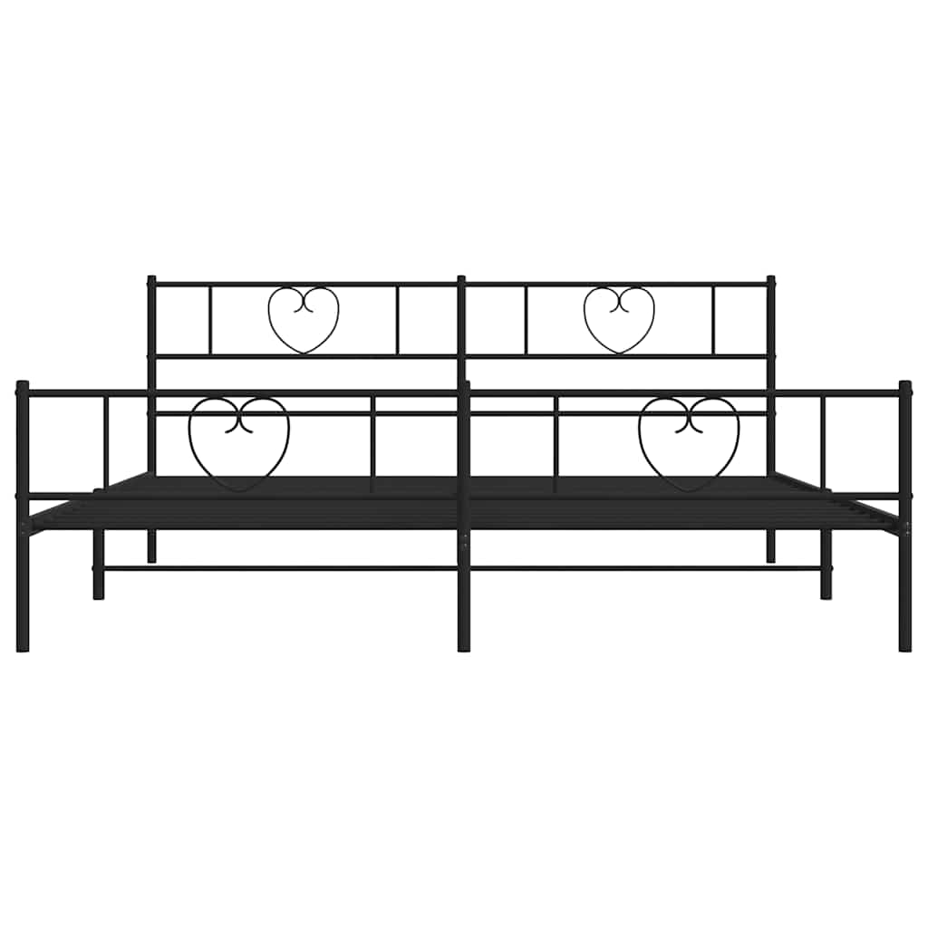Bettgestell mit Kopf- und Fußteil Metall Schwarz 193x203 cm