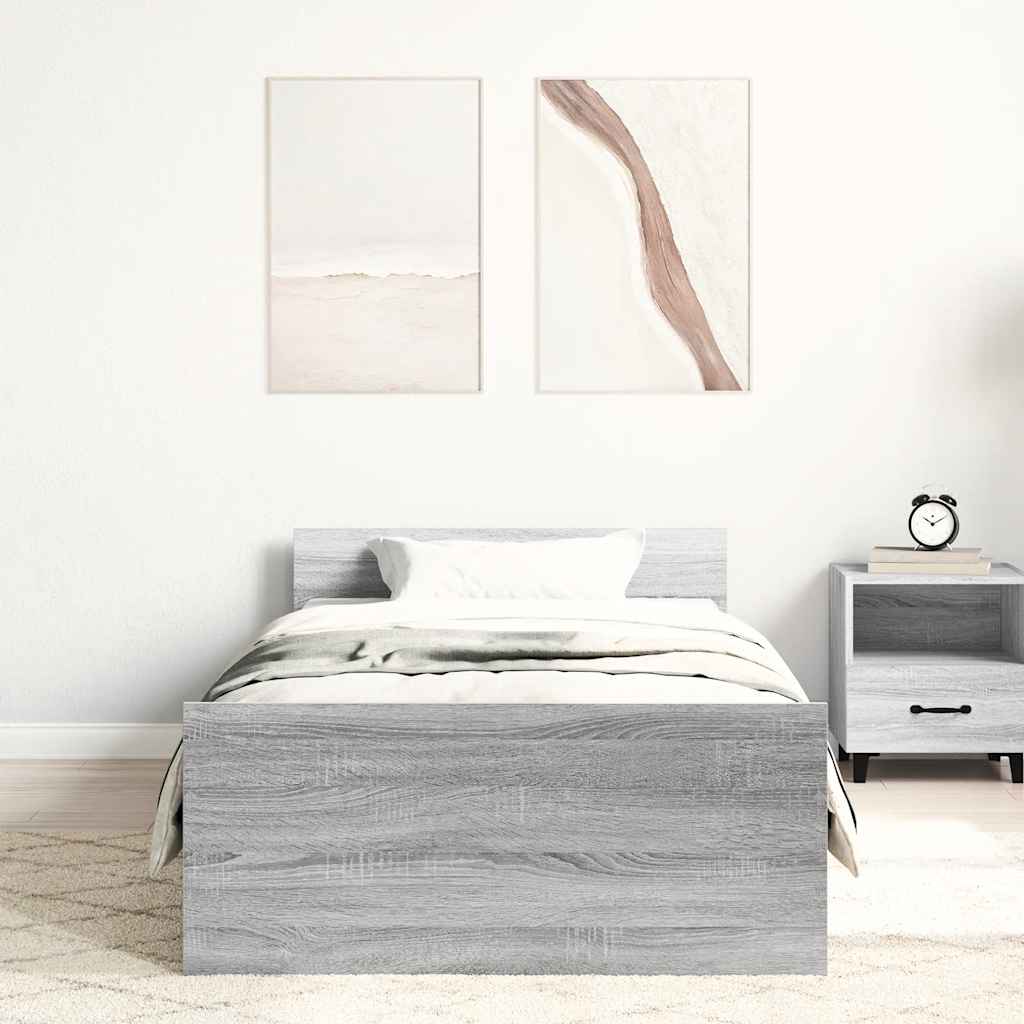 Bettgestell Grau Sonoma 90x200 cm Holzwerkstoff