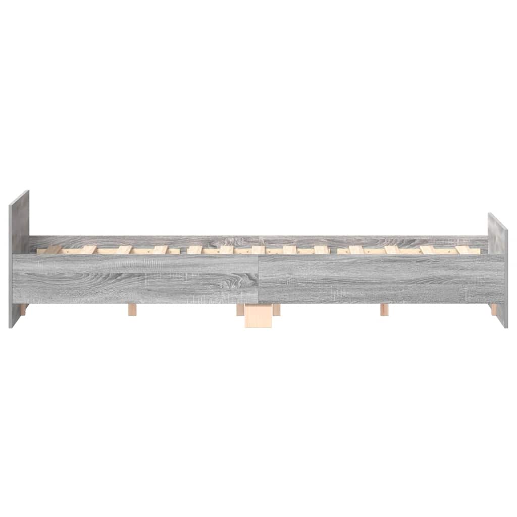 Bettgestell mit Kopf- und Fußteil Grau Sonoma 135x190 cm