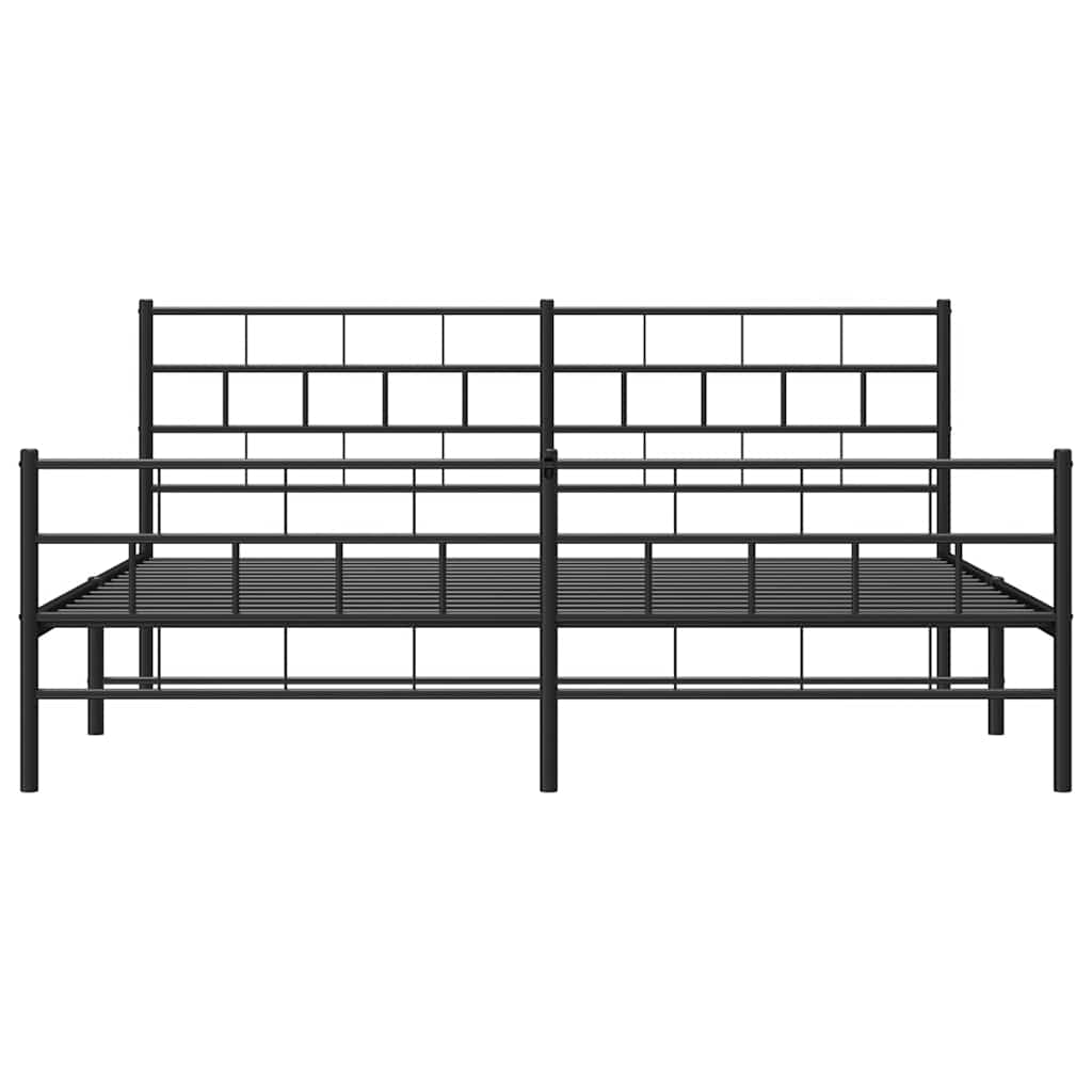Bettgestell mit Kopf- und Fußteil Metall Schwarz 193x203 cm