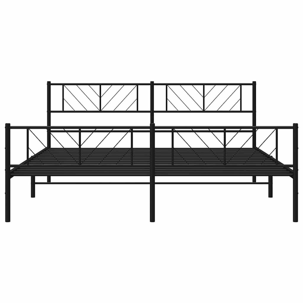 Bettgestell mit Kopf- und Fußteil Metall Schwarz 193x203 cm