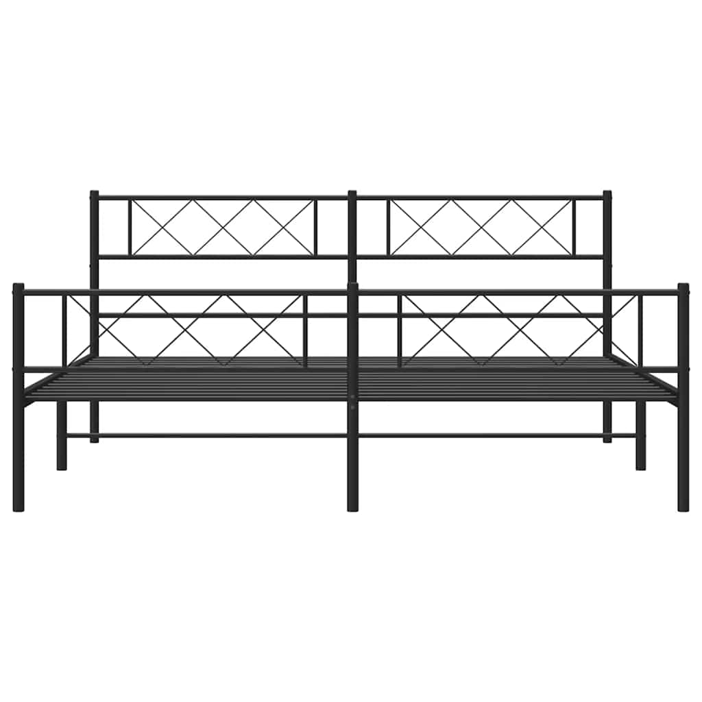 Bettgestell mit Kopf- und Fußteil Metall Schwarz 193x203 cm