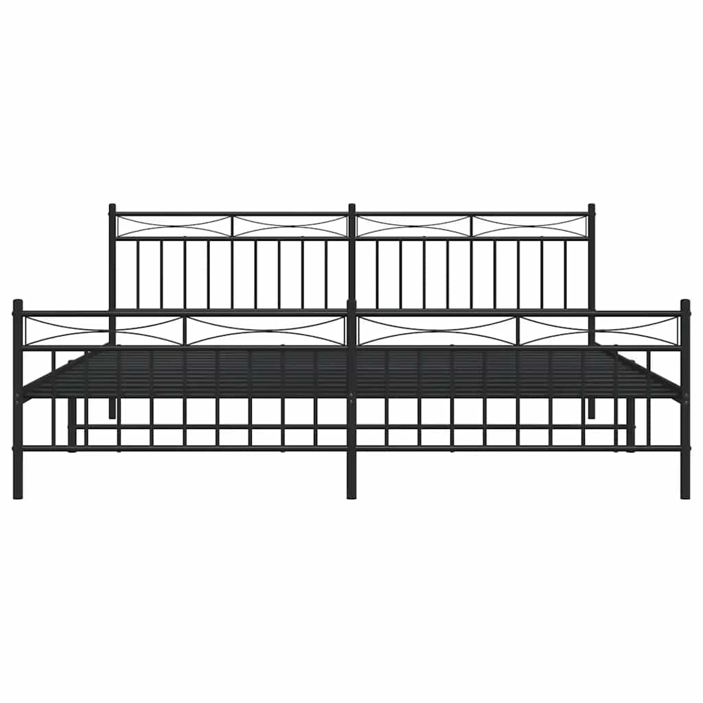 Bettgestell mit Kopf- und Fußteil Metall Schwarz 193x203 cm