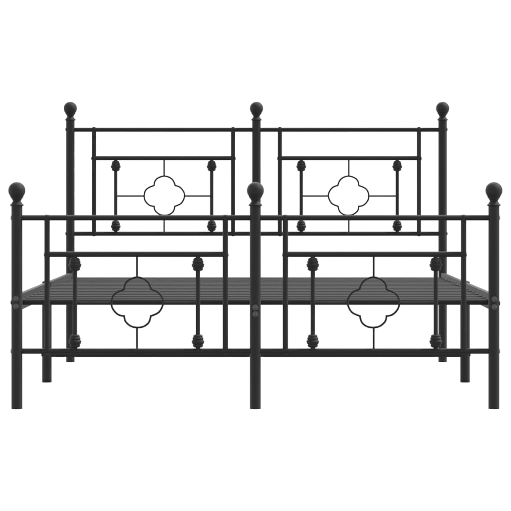 Bettgestell mit Kopf- und Fußteil Metall Schwarz 140x200 cm