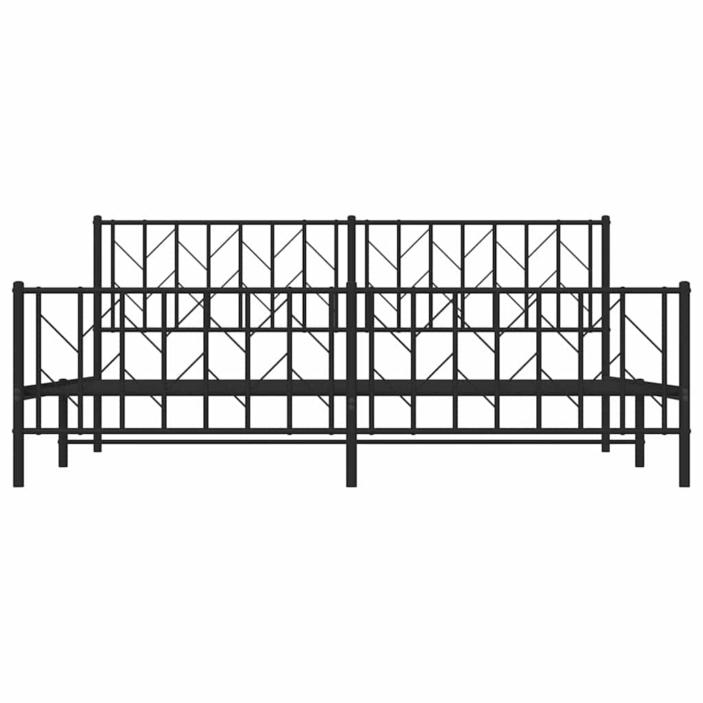 Bettgestell mit Kopf- und Fußteil Metall Schwarz 193x203 cm