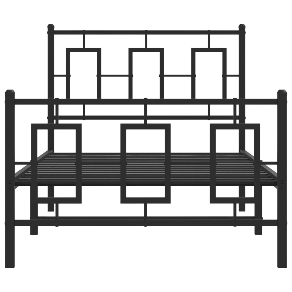 Bettgestell mit Kopf- und Fußteil Metall Schwarz 90x190 cm