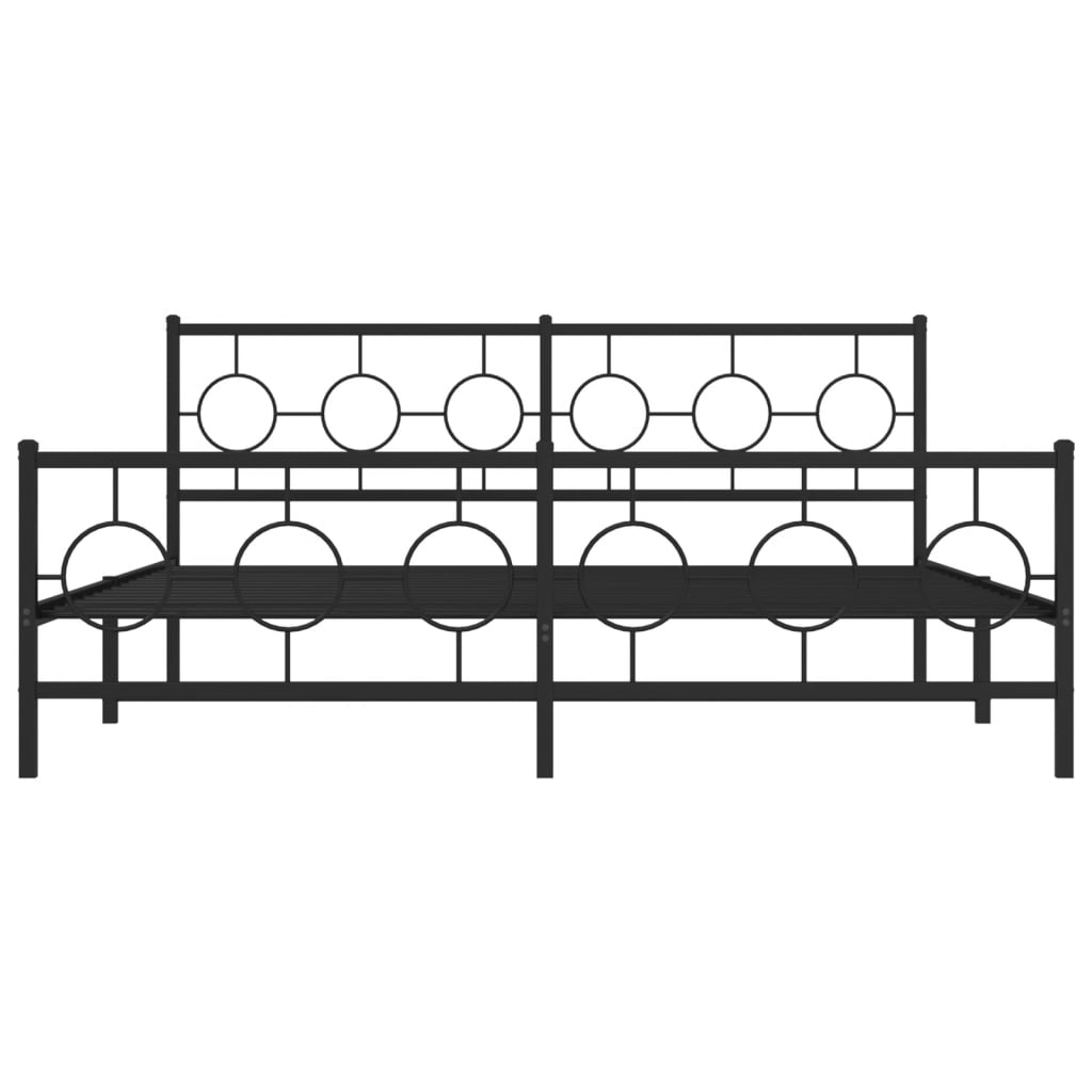 Bettgestell mit Kopf- und Fußteil Metall Schwarz 183x213 cm