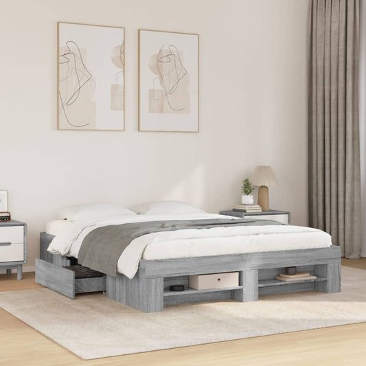 Bettgestell Grau Sonoma 150x200 cm Holzwerkstoff