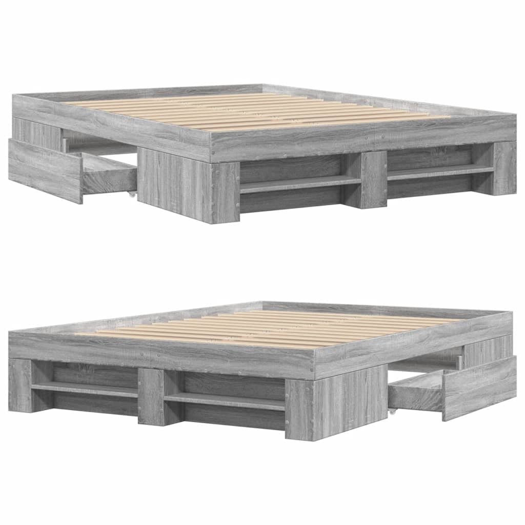 Bettgestell Grau Sonoma 120x200 cm Holzwerkstoff
