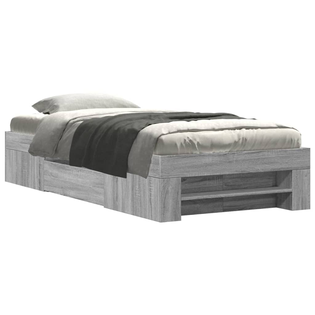 Bettgestell Grau Sonoma 90x200 cm Holzwerkstoff