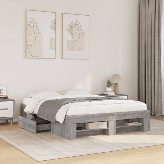 Bettgestell Grau Sonoma 140x190 cm Holzwerkstoff