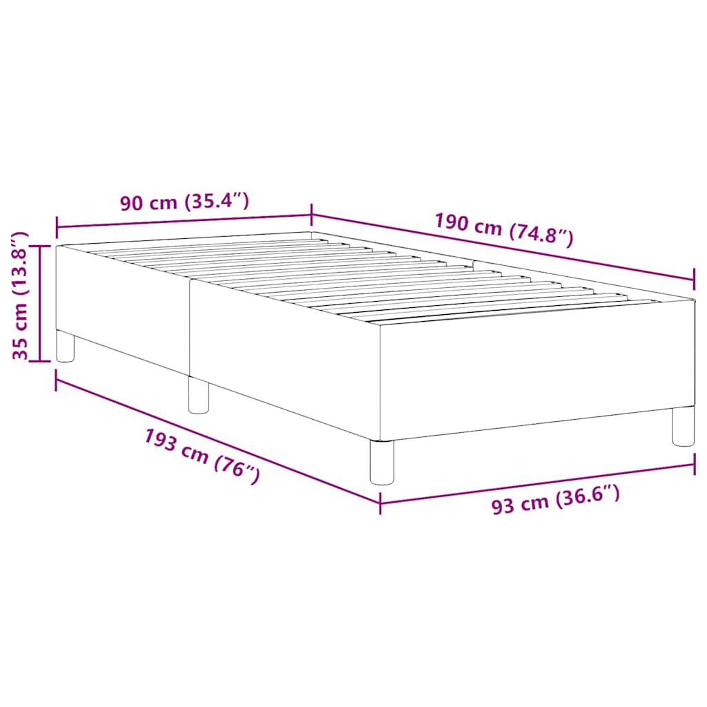 Bettgestell Hellgrau 90 x 190 cm Cordstoff