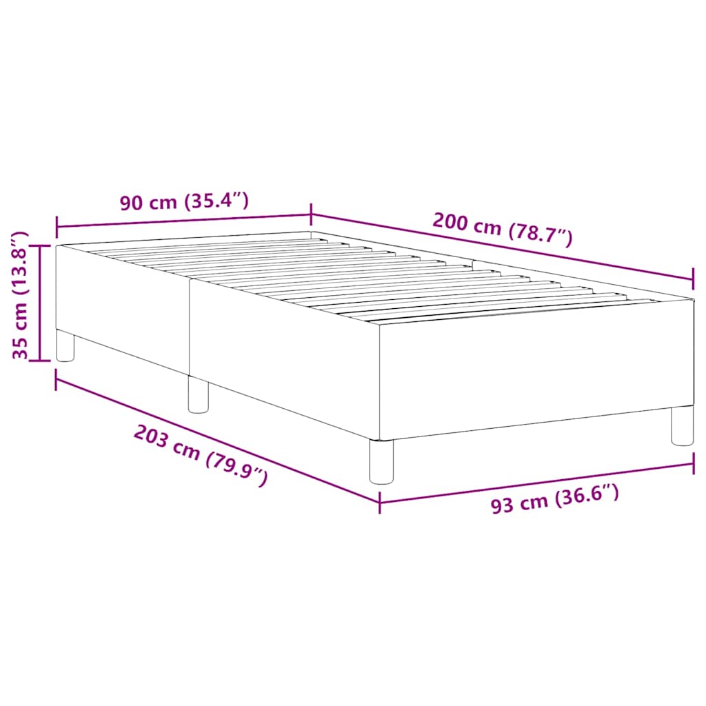 Bettgestell Hellgrau 90 x 200 cm Cordstoff