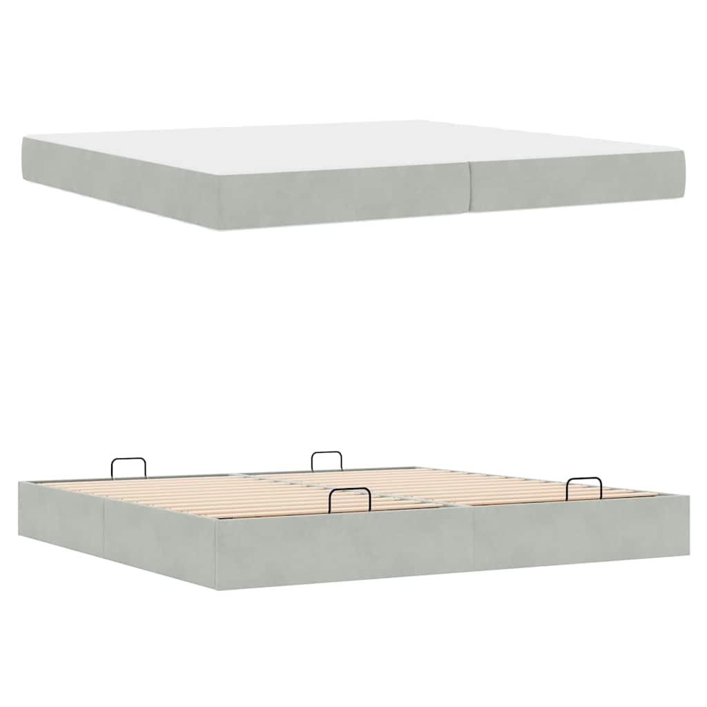 Bettgestell Hellgrau 200 x 200 cm Samt