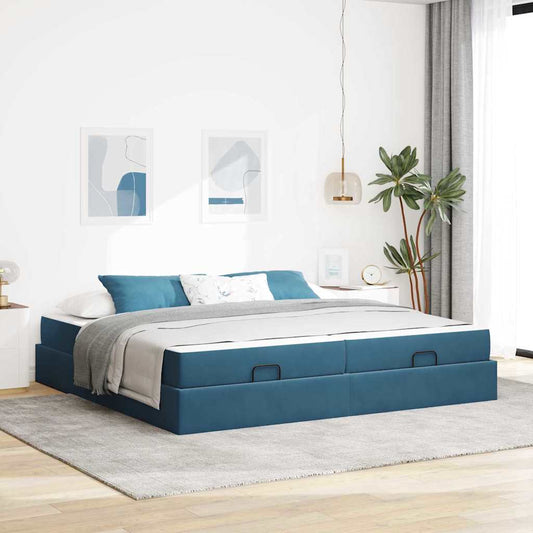 Bettgestell Blau 200 x 200 cm Samt