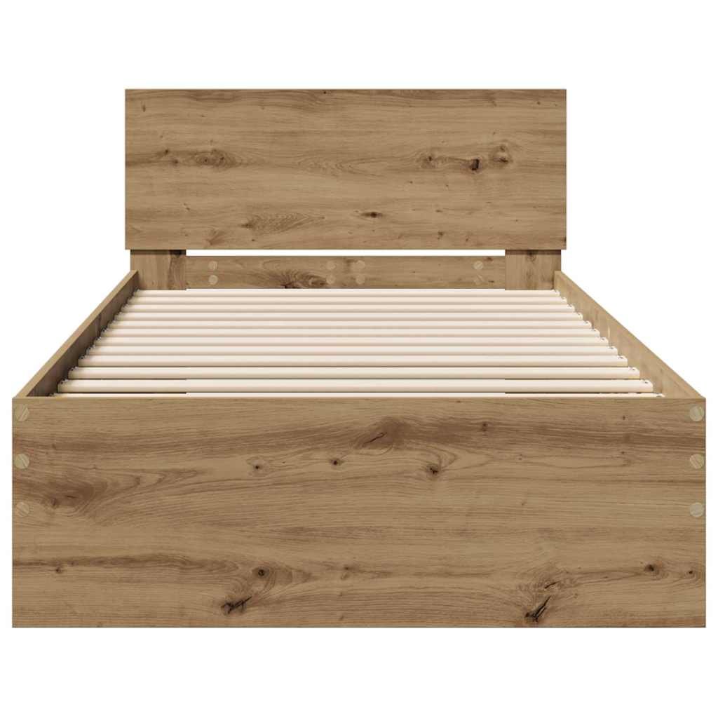 Bettgestell Eiche handwerklich 90 x 200 cm Holzwerkstoff