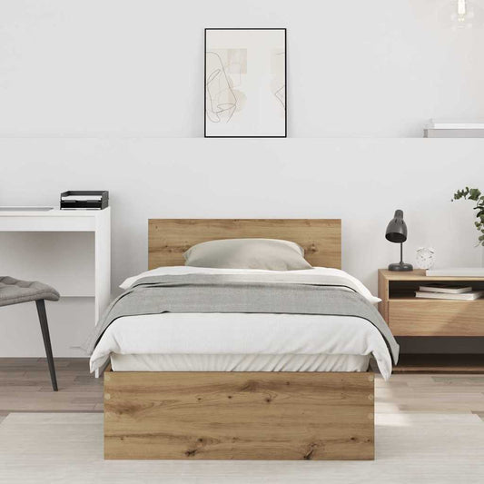 Bettgestell Eiche handwerklich 90 x 190 cm Holzwerkstoff