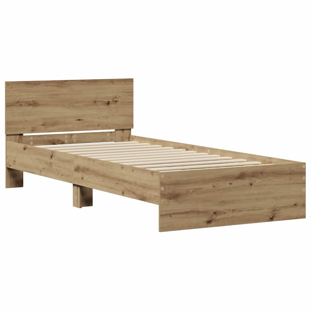 Bettgestell Eiche handwerklich 90 x 190 cm Holzwerkstoff
