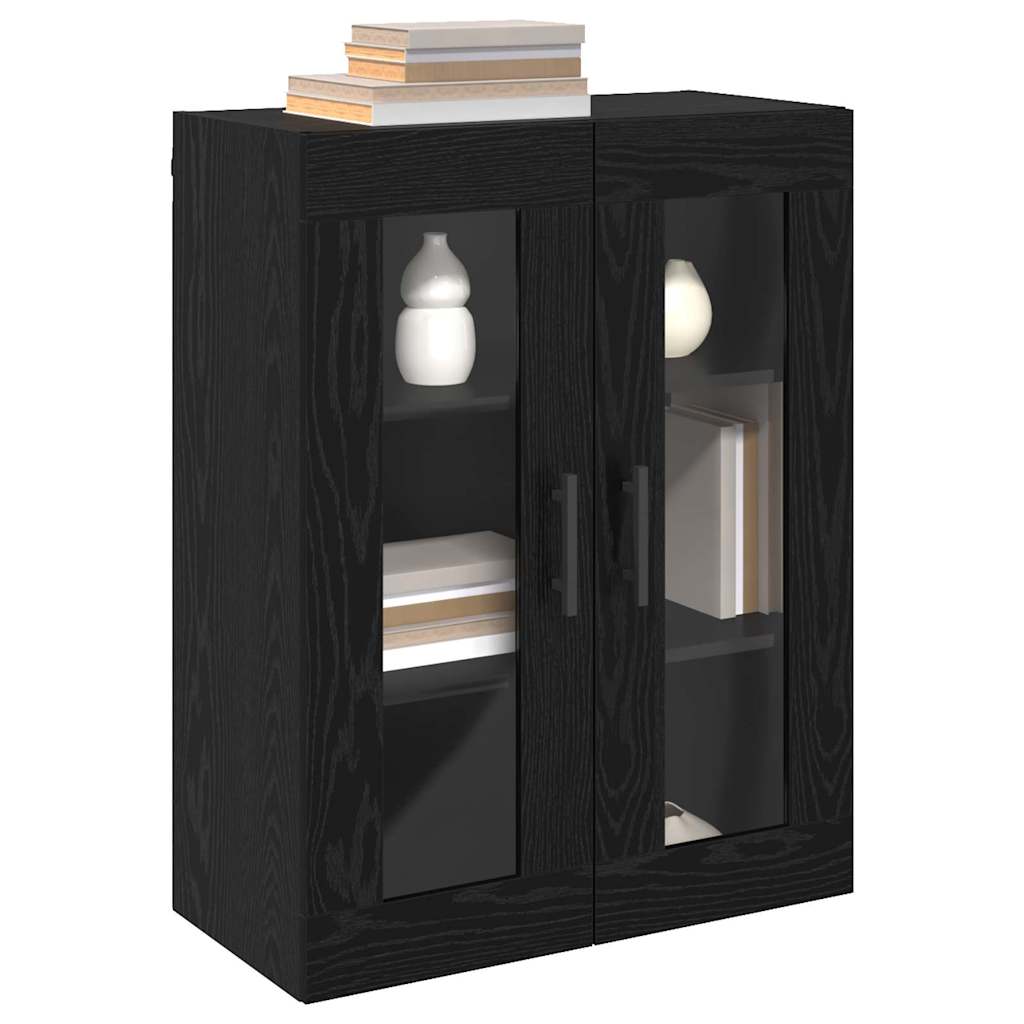 Wandschrank Wandmontiert Schwarz Eichen-Optik 69.5 x 34 x 90 cm